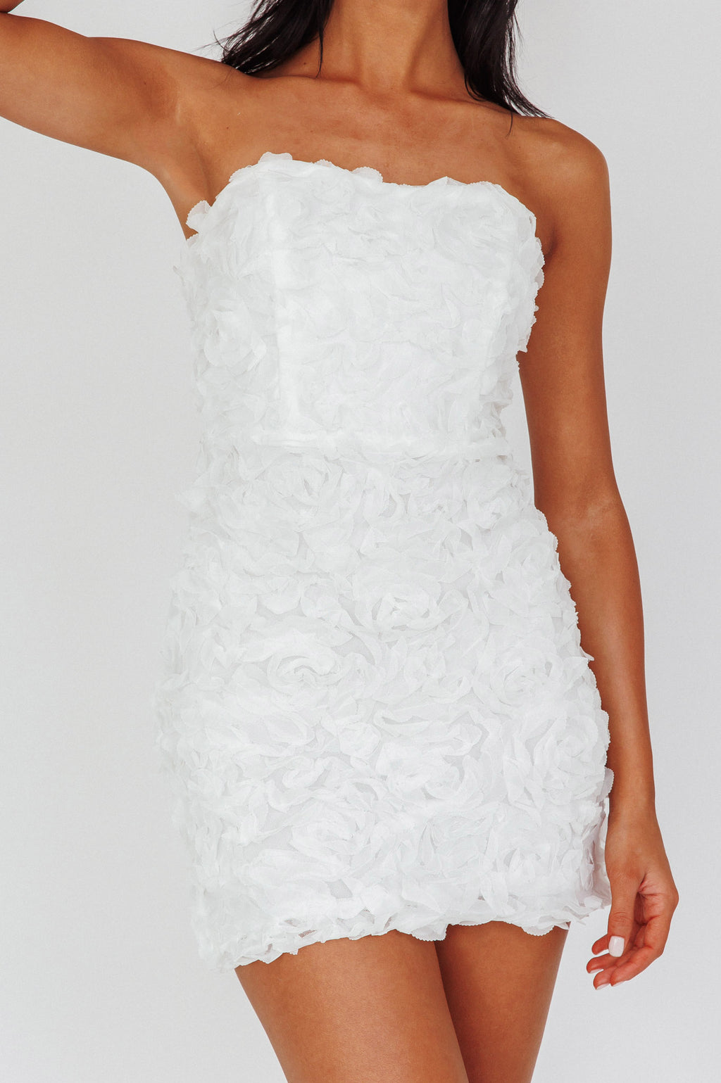 Charmer Floral Embellished Mini Dress Ivory by Selfie Leslie Australia