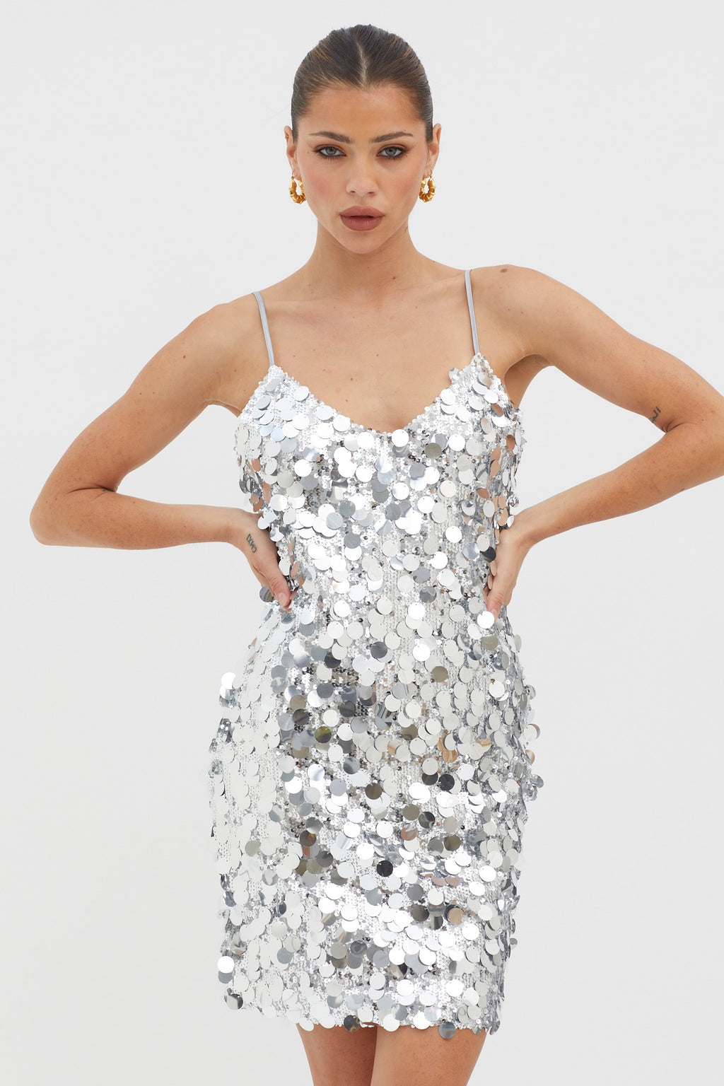 Moon Dust Sequin Mini Dress Silver by Selfie Leslie Australia