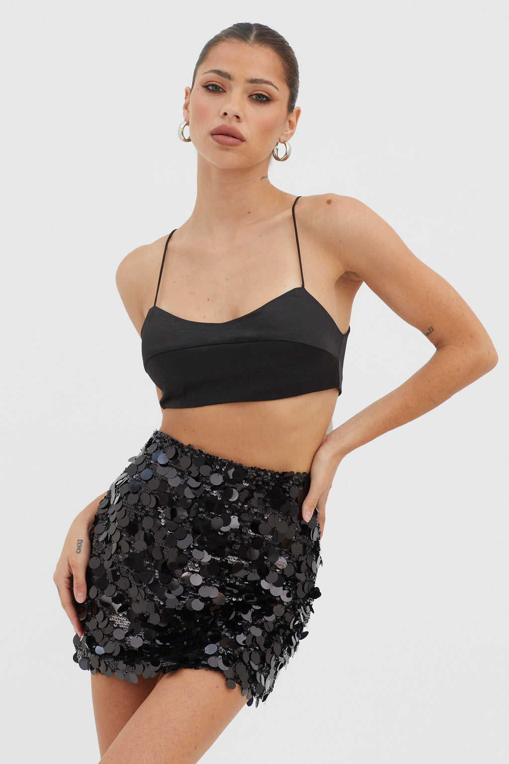 Gin Fizz Sequin Mini Skirt Black by Selfie Leslie Australia