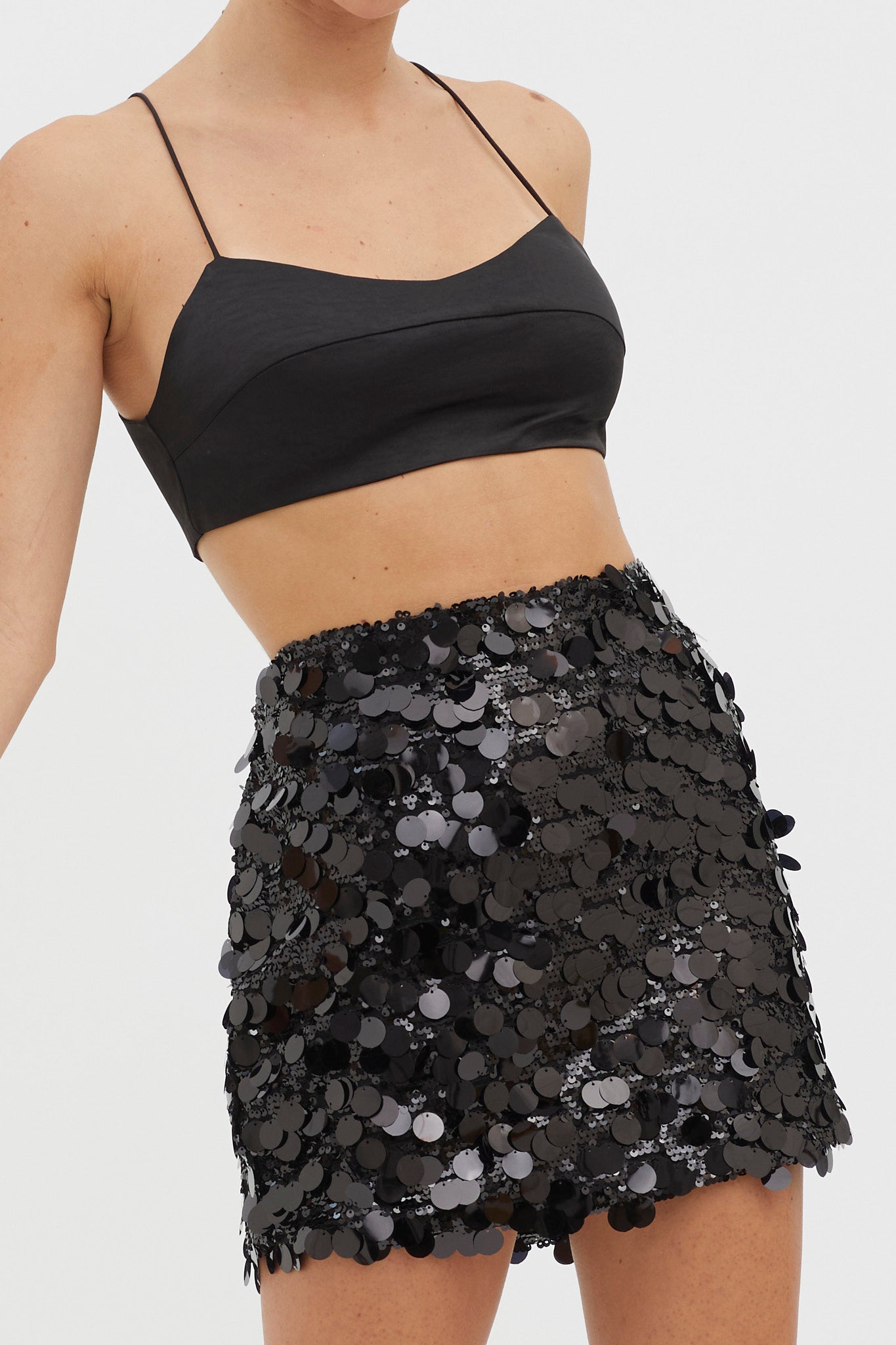 Gin Fizz Sequin Mini Skirt Black by Selfie Leslie Australia