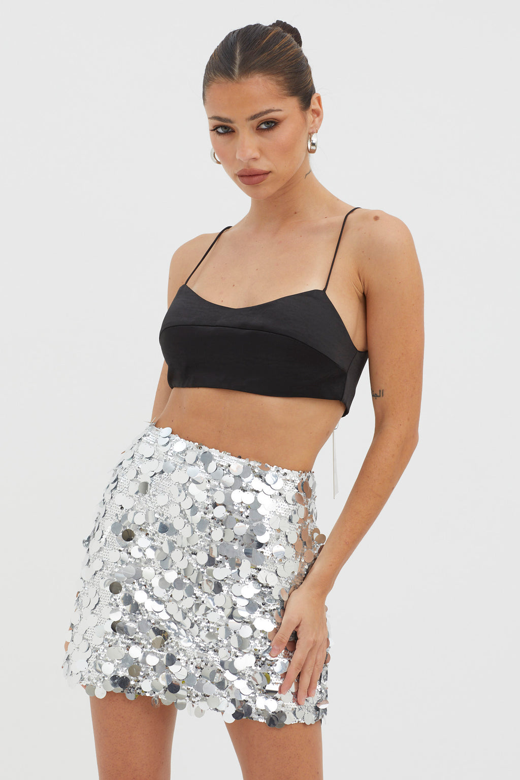 Gin Fizz Sequin Mini Skirt Silver by Selfie Leslie Australia