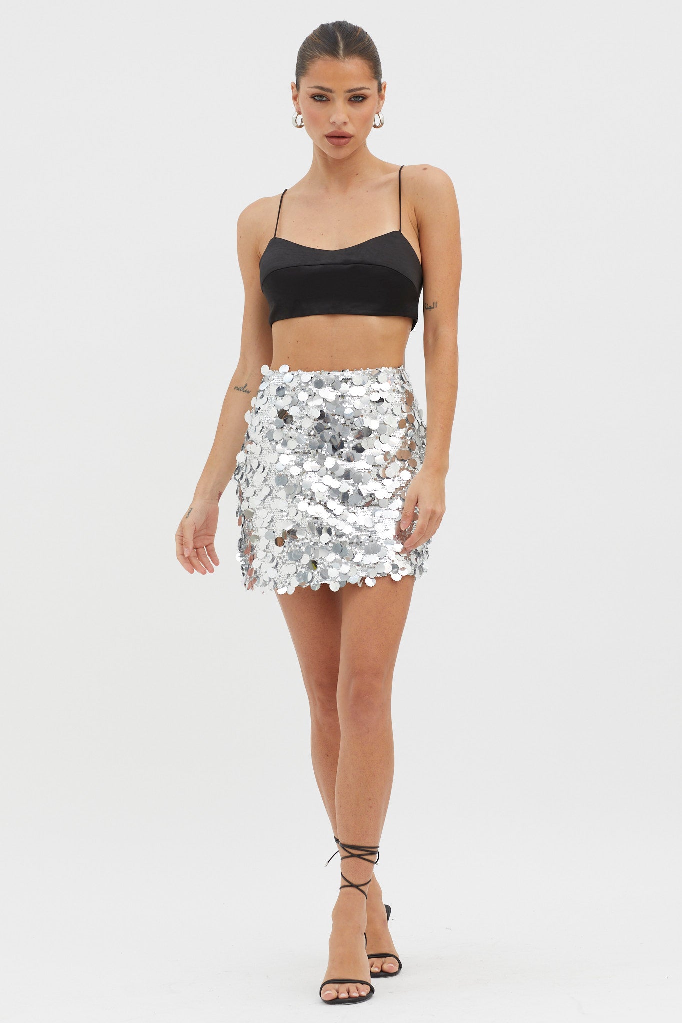 Gin Fizz Sequin Mini Skirt Silver by Selfie Leslie Australia