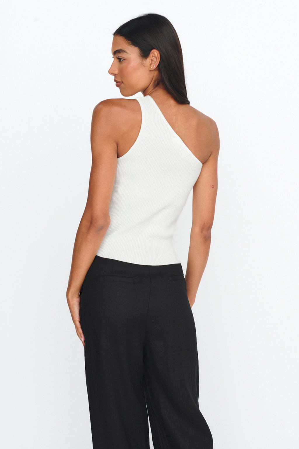 Channy One-Shoulder Ribbed Top White by Selfie Leslie Australia