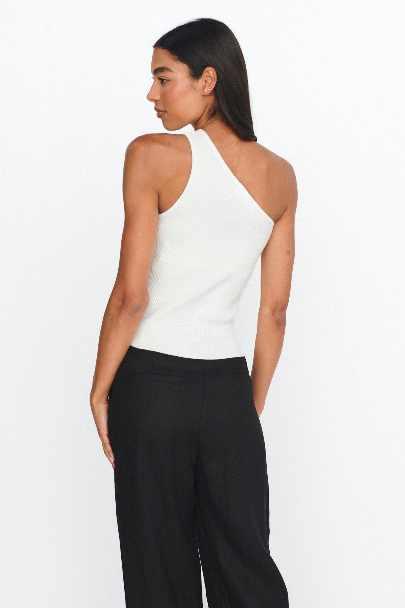 Channy One-Shoulder Ribbed Top White by Selfie Leslie Australia