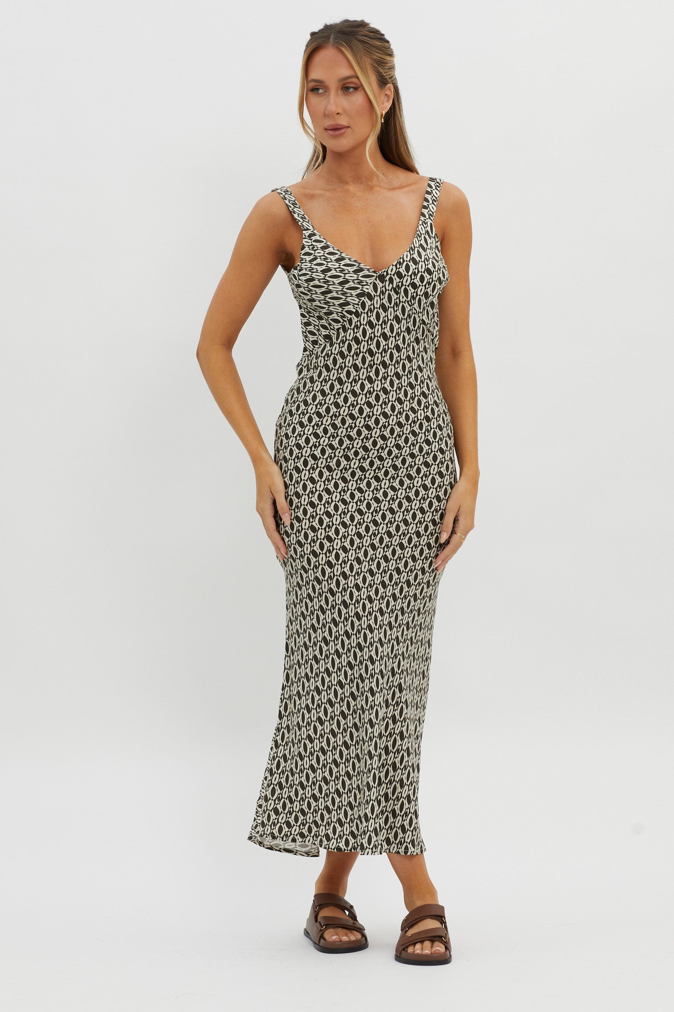 Avenue Thick Strap Midi Dress Print Solna by Selfie Leslie Australia