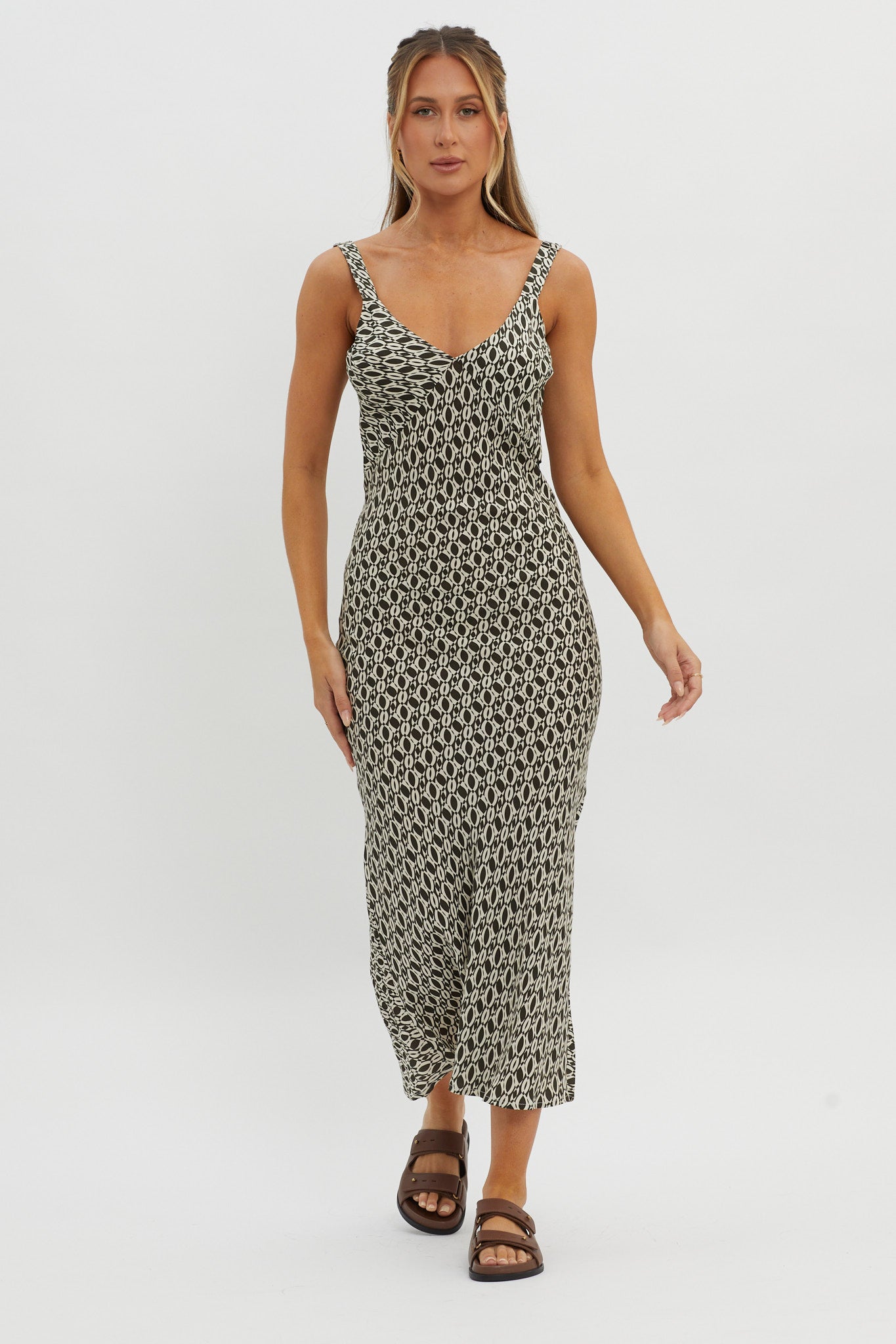 Avenue Thick Strap Midi Dress Print Solna by Selfie Leslie Australia