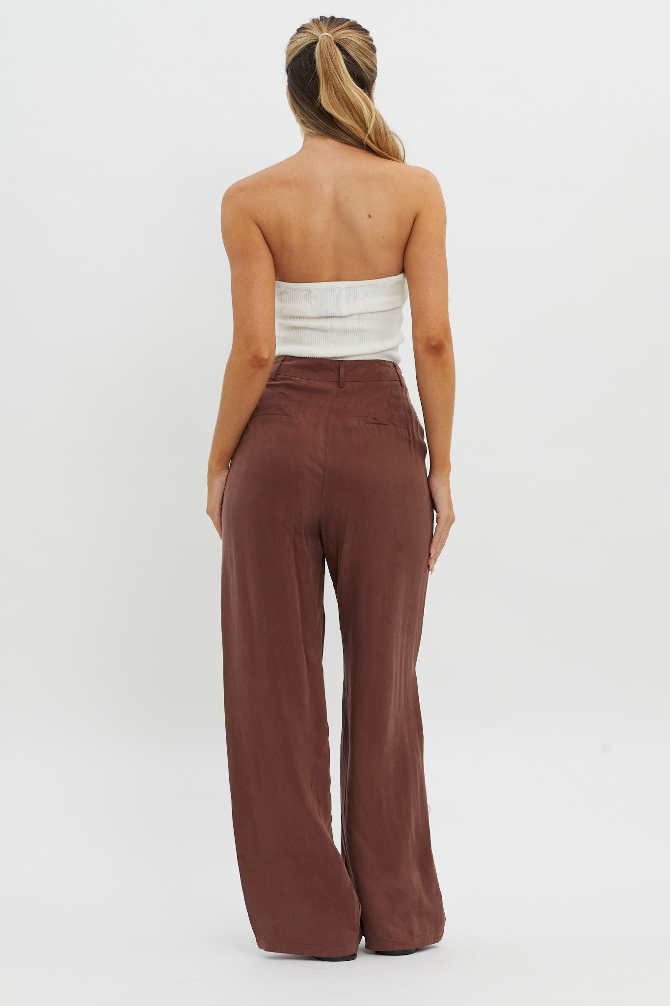 Dodie Straight Leg Trouser Pants Choco by Selfie Leslie Australia
