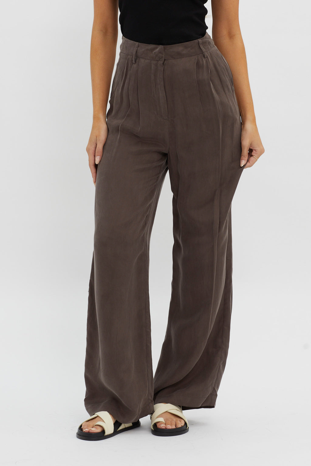 Dodie Straight Leg Trouser Pants Warm Grey by Selfie Leslie Australia