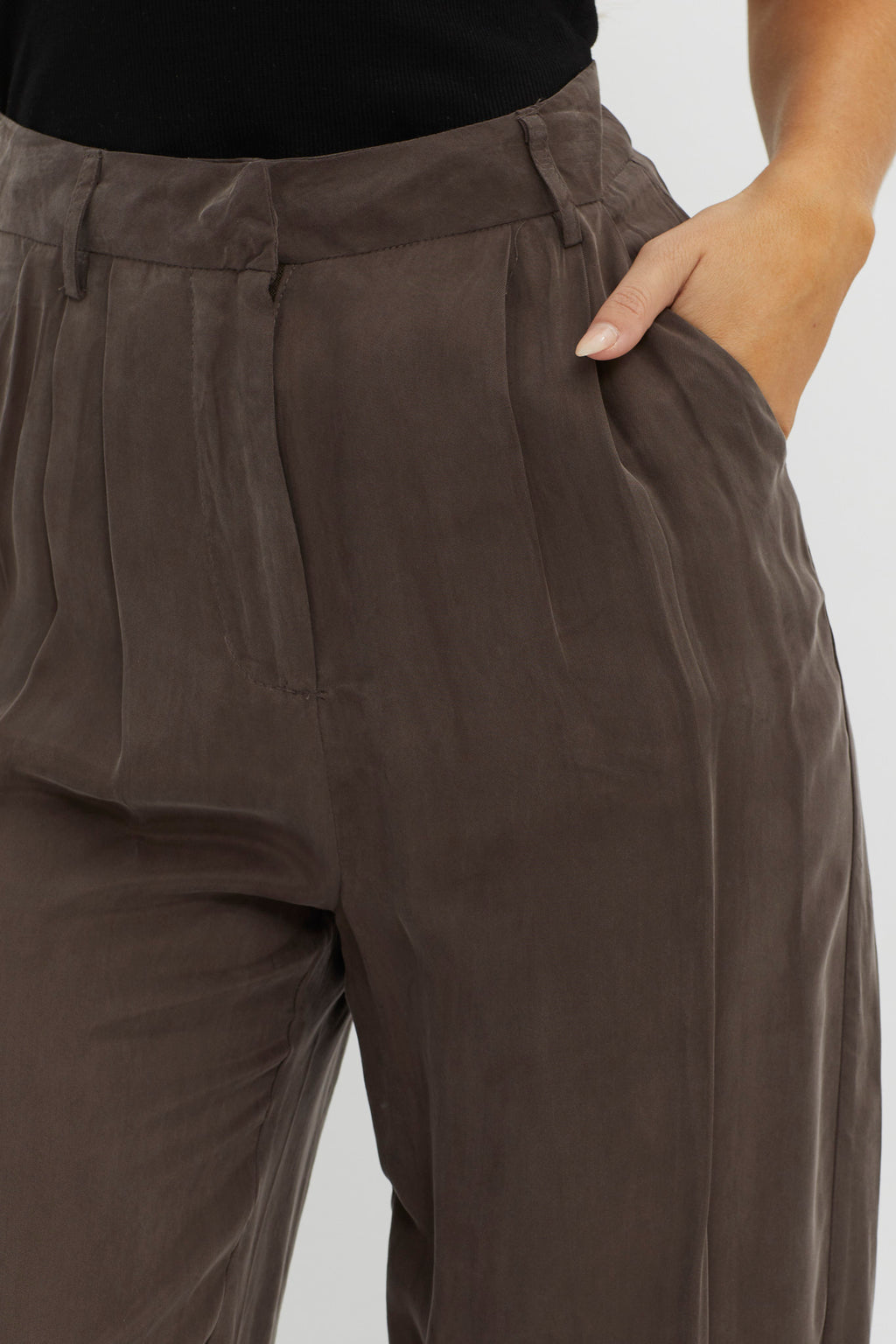 Dodie Straight Leg Trouser Pants Warm Grey by Selfie Leslie Australia