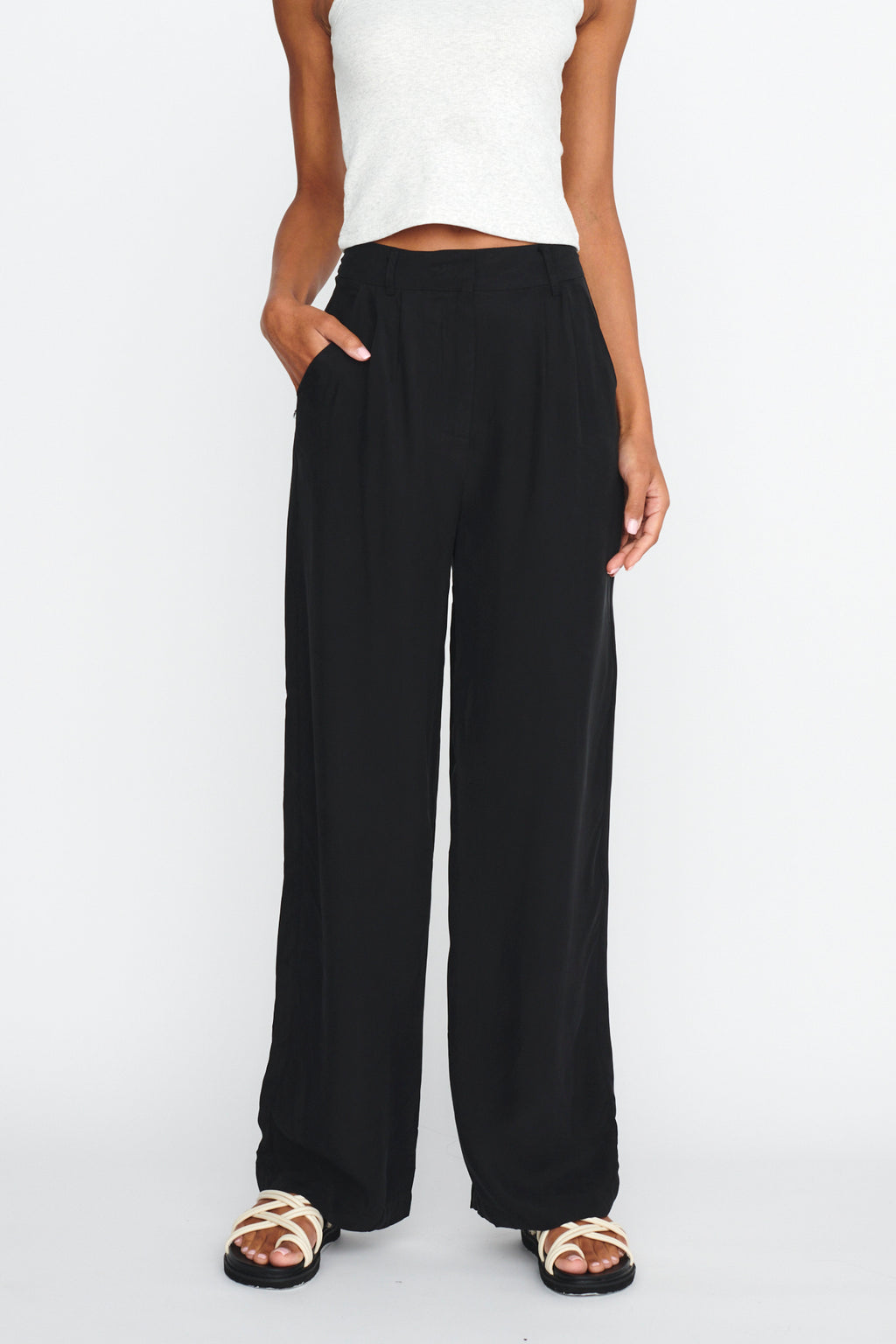 Dodie Straight Leg Trouser Pants Black by Selfie Leslie Australia