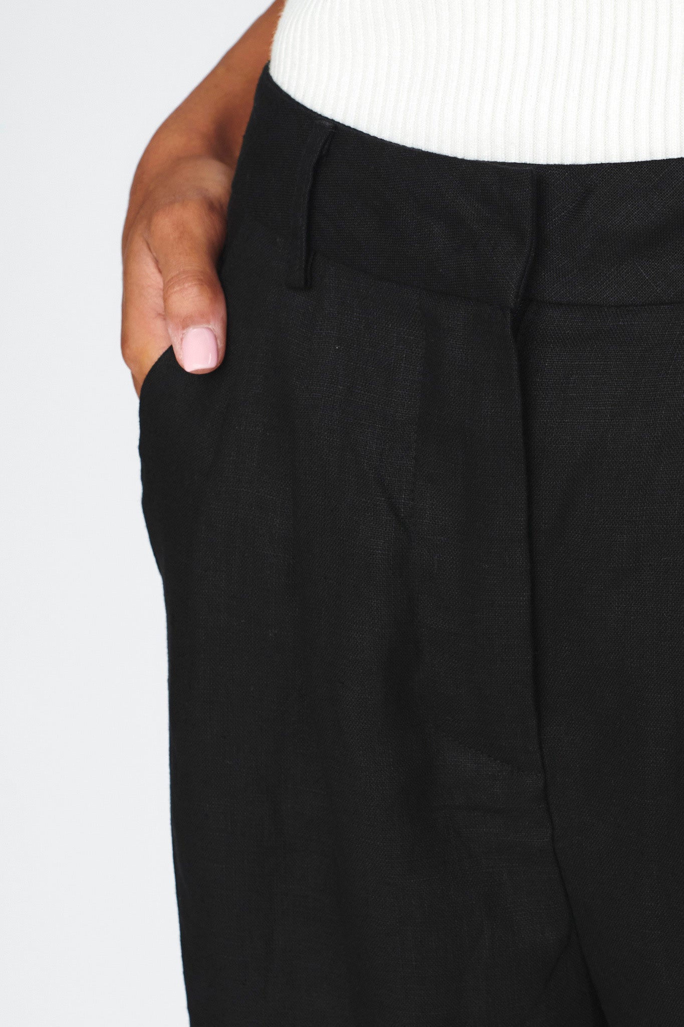 Dodie Straight Leg Trouser Pants Linen Black by Selfie Leslie Australia