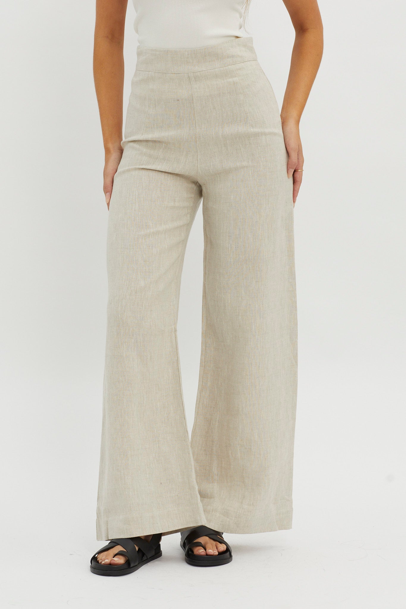 Wanda Wide Leg Pants Oat by Selfie Leslie Australia