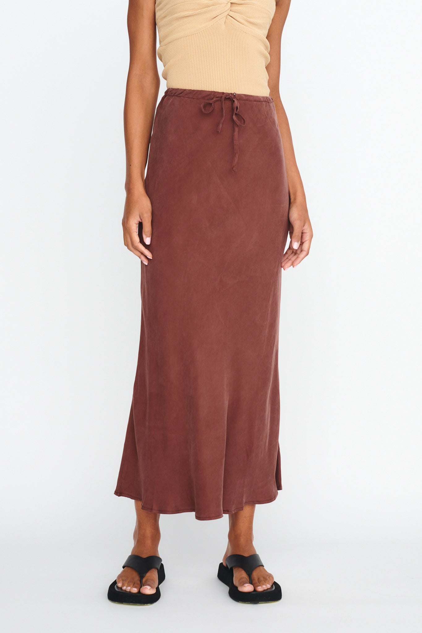 Merisa Drawstring Midi Skirt Choco by Selfie Leslie Australia