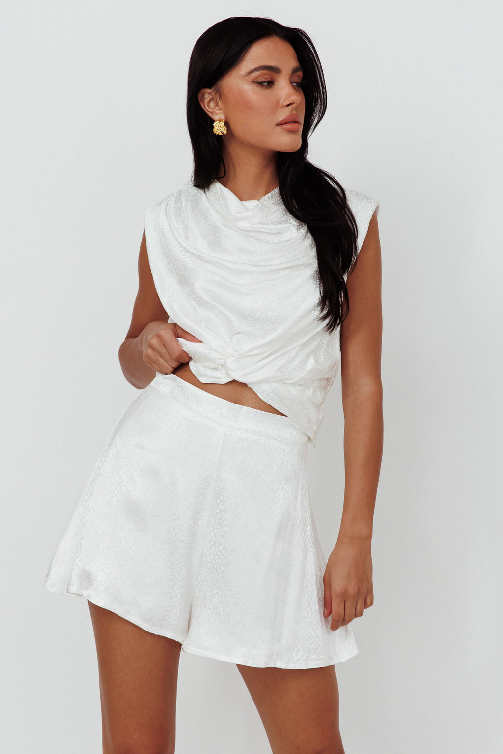Sailing Snakeskin Texture Shorts White by Selfie Leslie Australia
