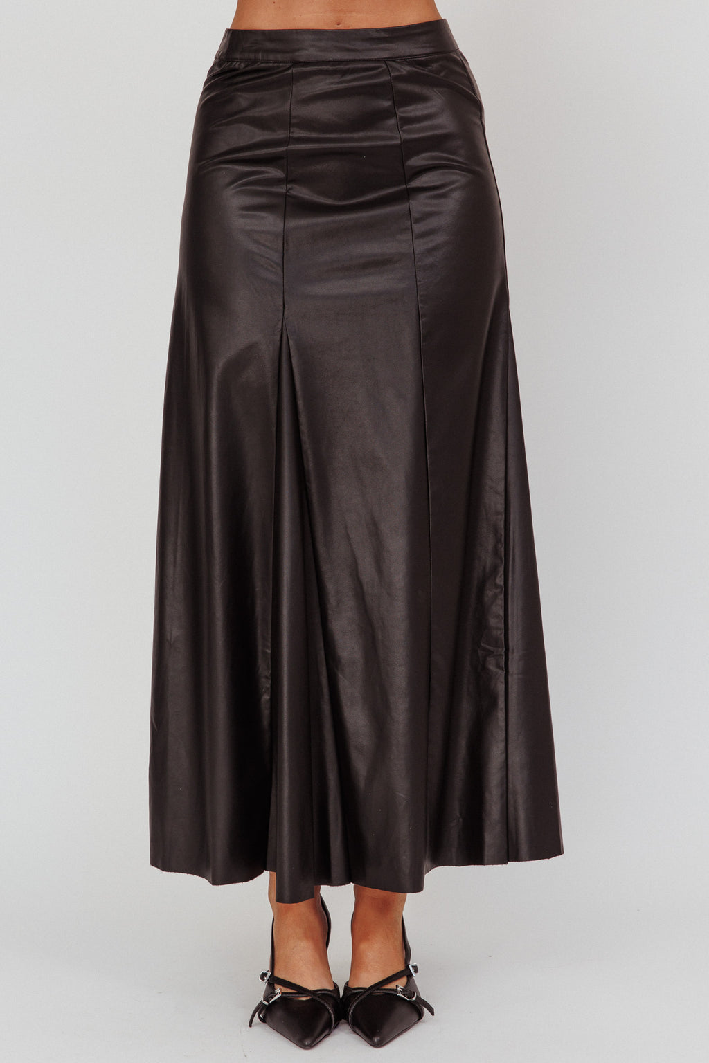 Galaxia A-Line Faux Leather Maxi Skirt Black by Selfie Leslie Australia