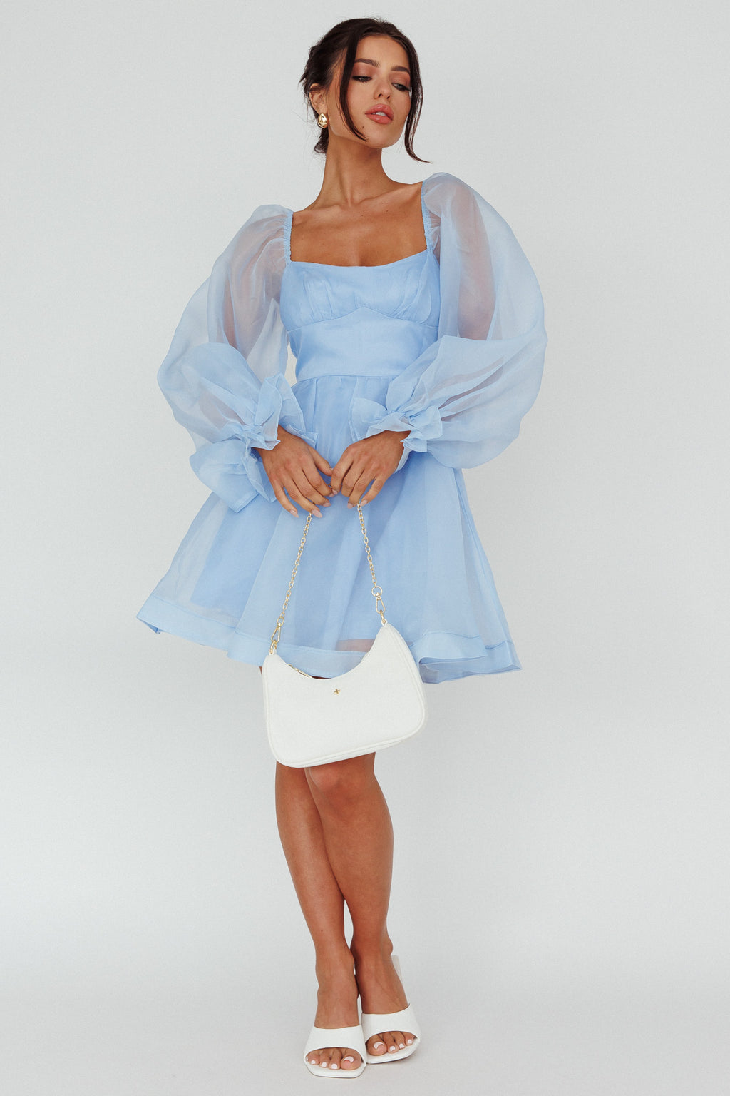 I've Got Sunshine Long Sleeve Mini Dress Light Blue by Selfie Leslie Australia