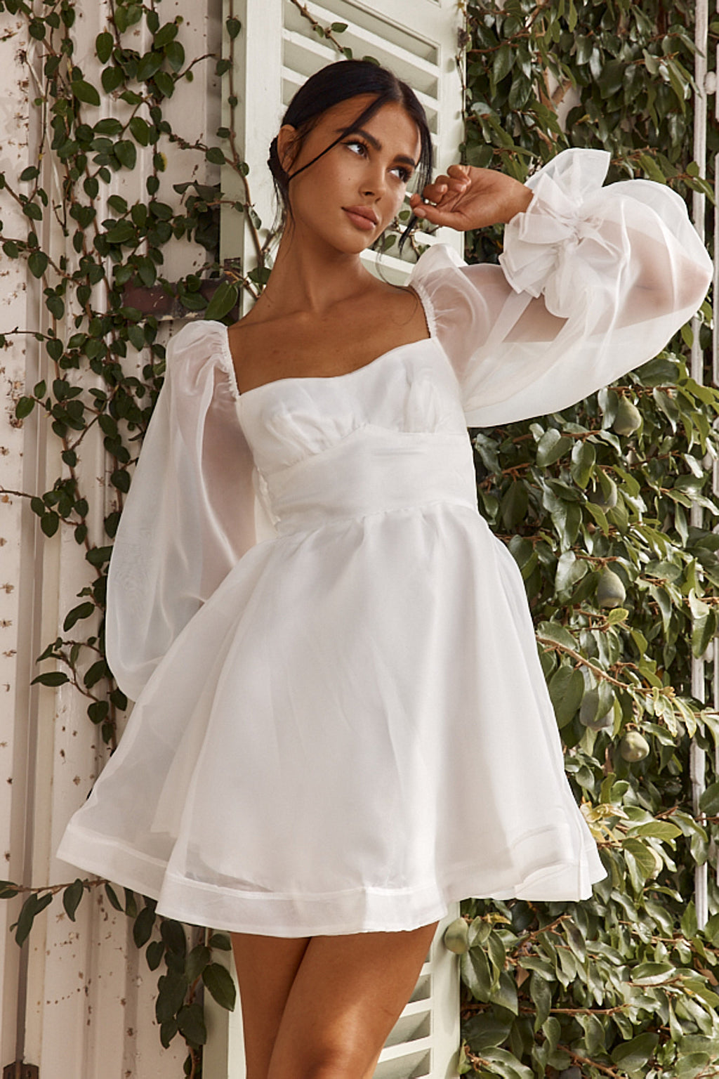 I've Got Sunshine Long Sleeve Mini Dress White by Selfie Leslie Australia