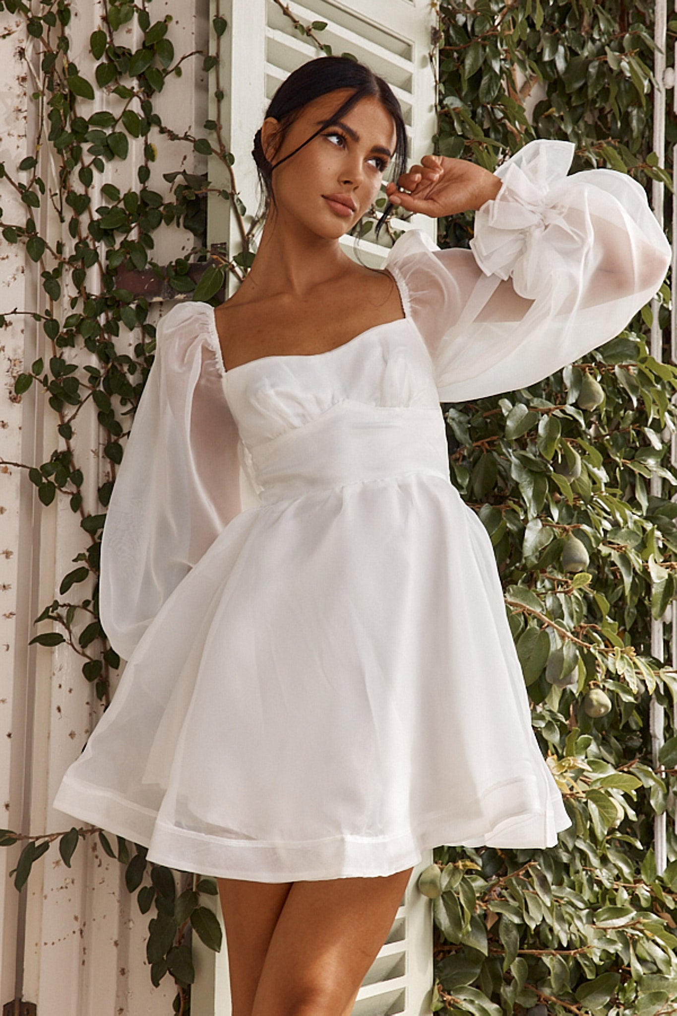 I've Got Sunshine Long Sleeve Mini Dress White by Selfie Leslie Australia