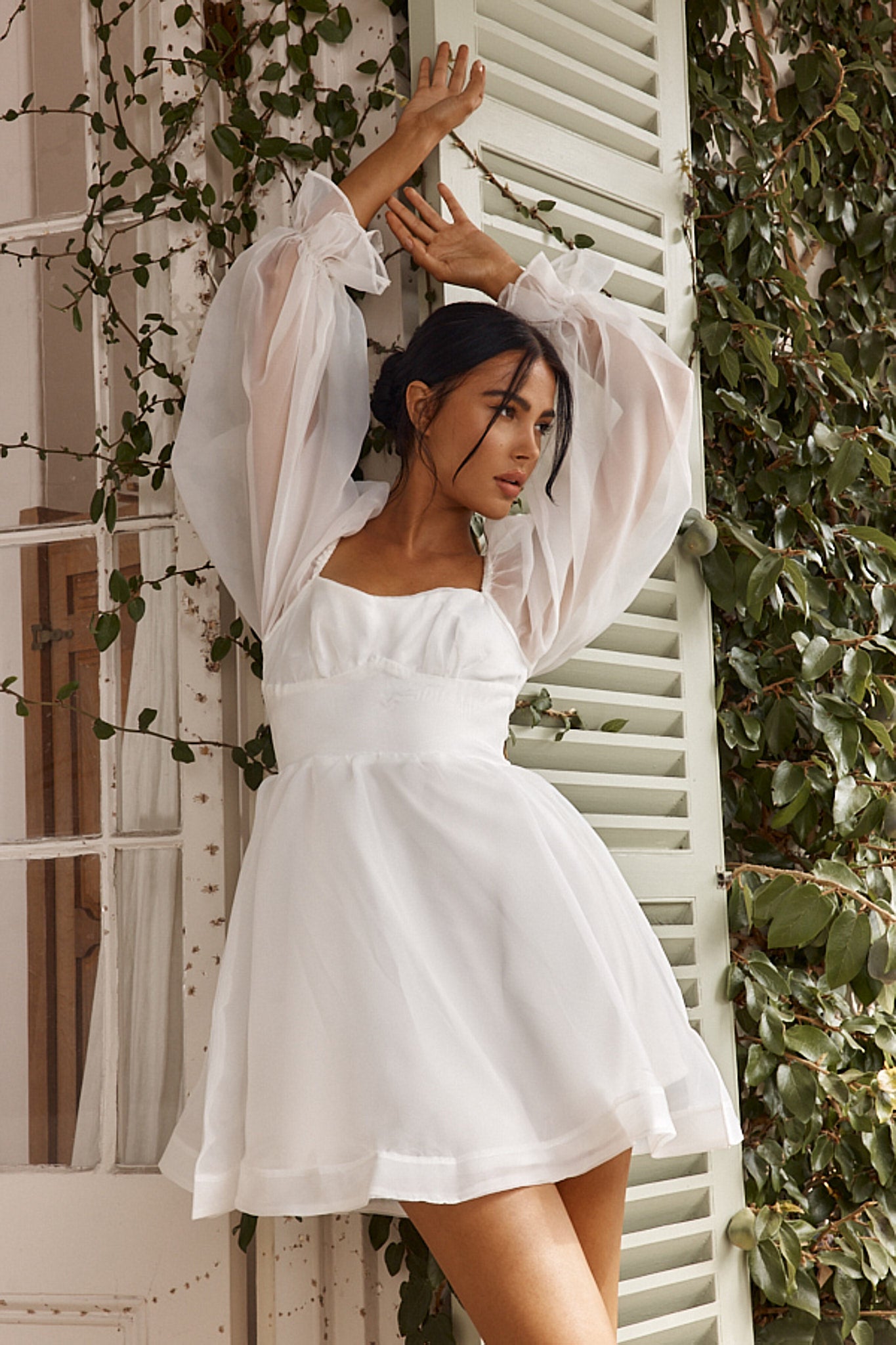 I've Got Sunshine Long Sleeve Mini Dress White by Selfie Leslie Australia