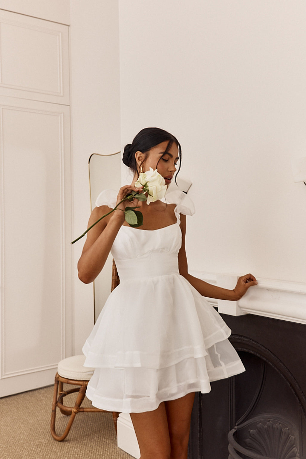 I've Got Sunshine Ruffle Strap Mini Dress White by Selfie Leslie Australia