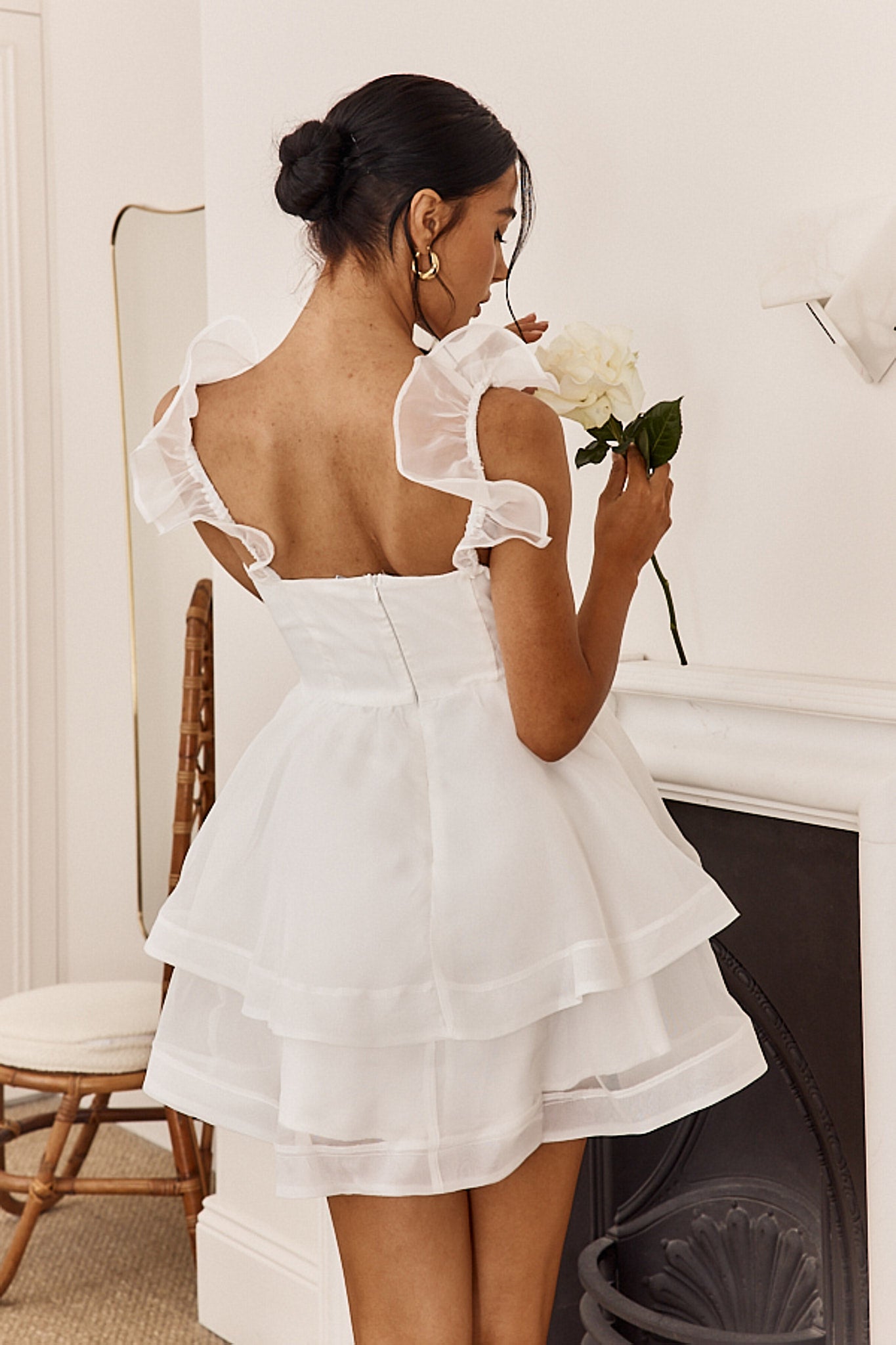 I've Got Sunshine Ruffle Strap Mini Dress White by Selfie Leslie Australia