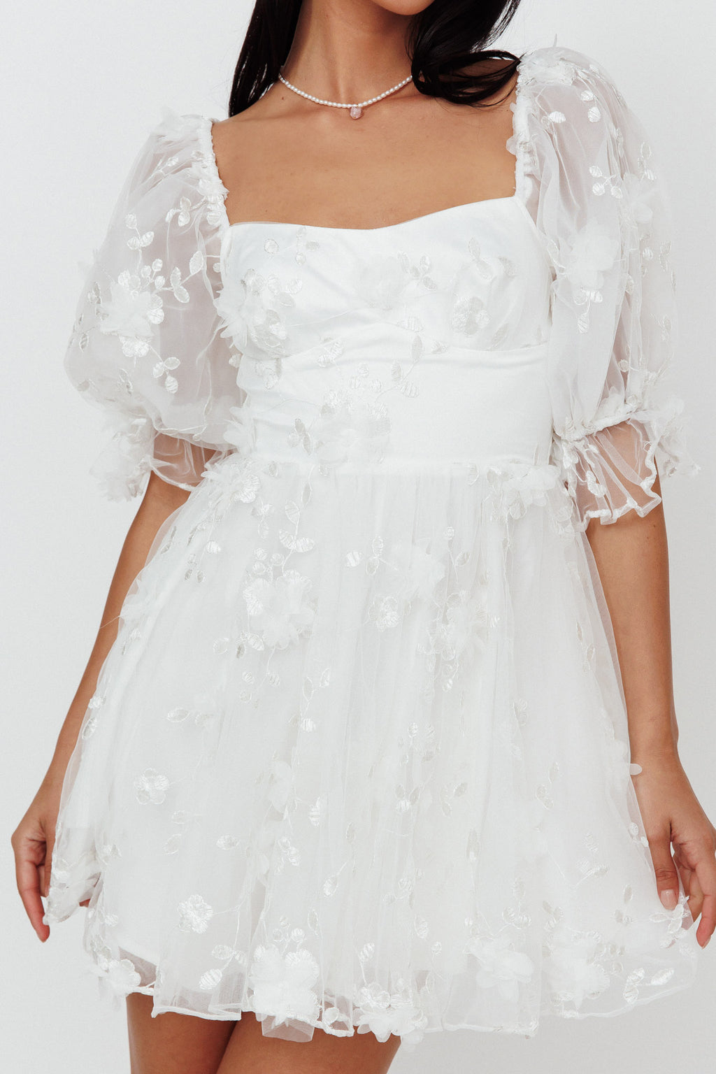 I've Got Sunshine Ruffle Strap Mini Dress Embellished White by Selfie Leslie Australia
