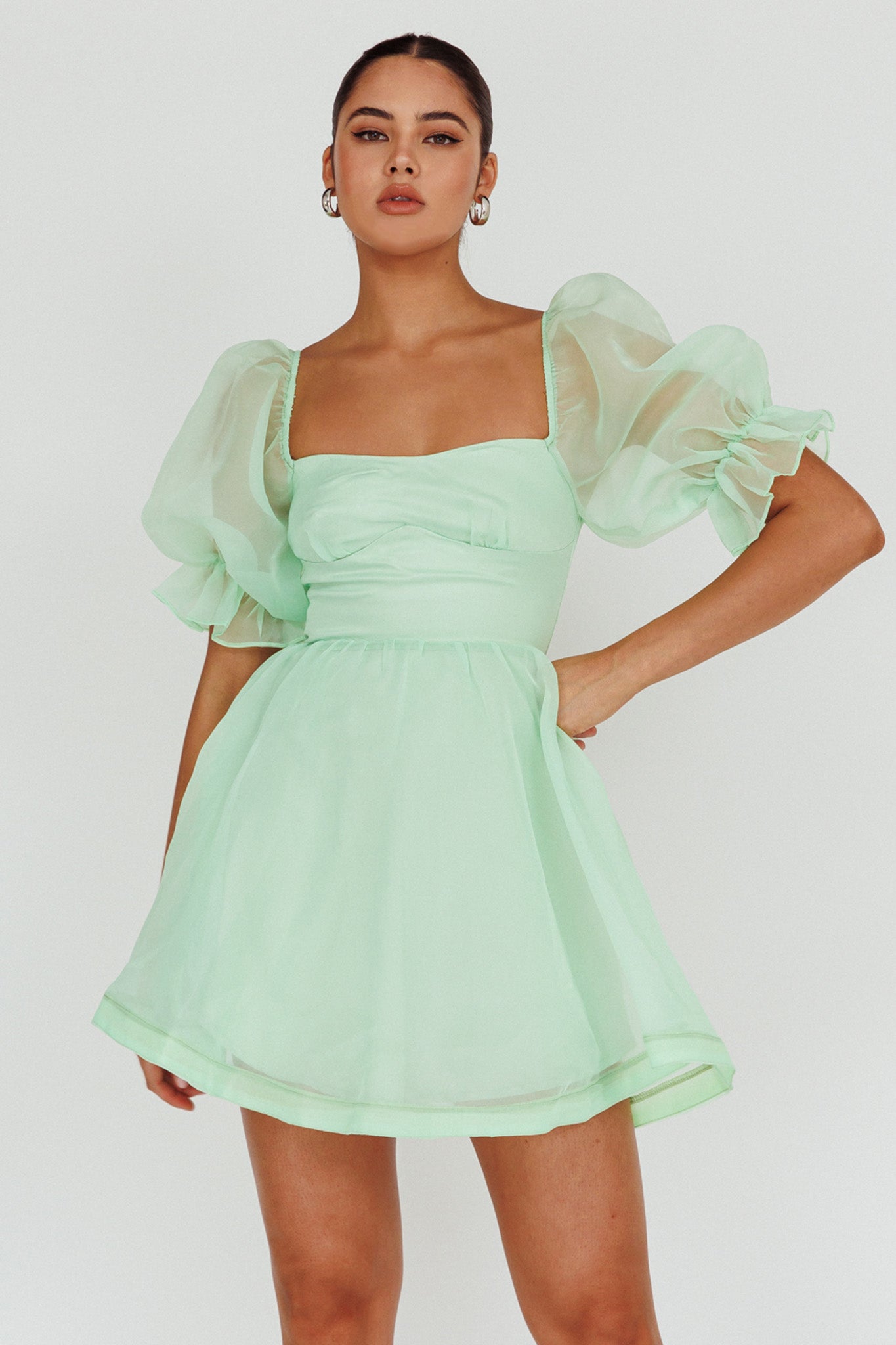 Shop the I've Got Sunshine Puff Sleeve Mini Dress Mint