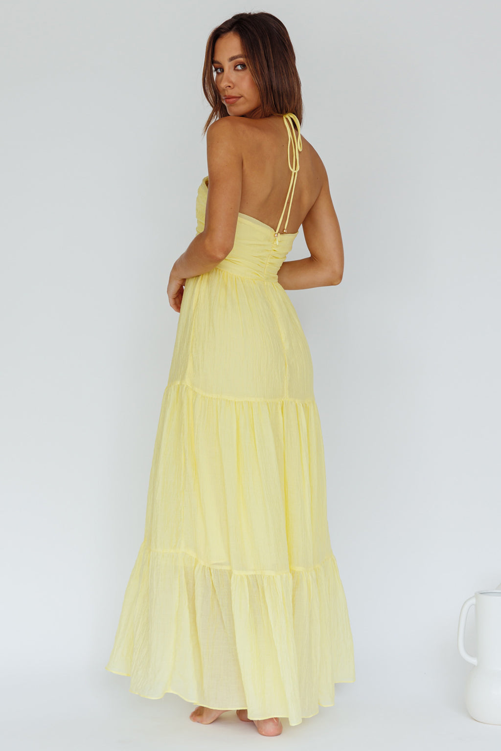 Asiah Halterneck Maxi Dress Lemon by Selfie Leslie Australia