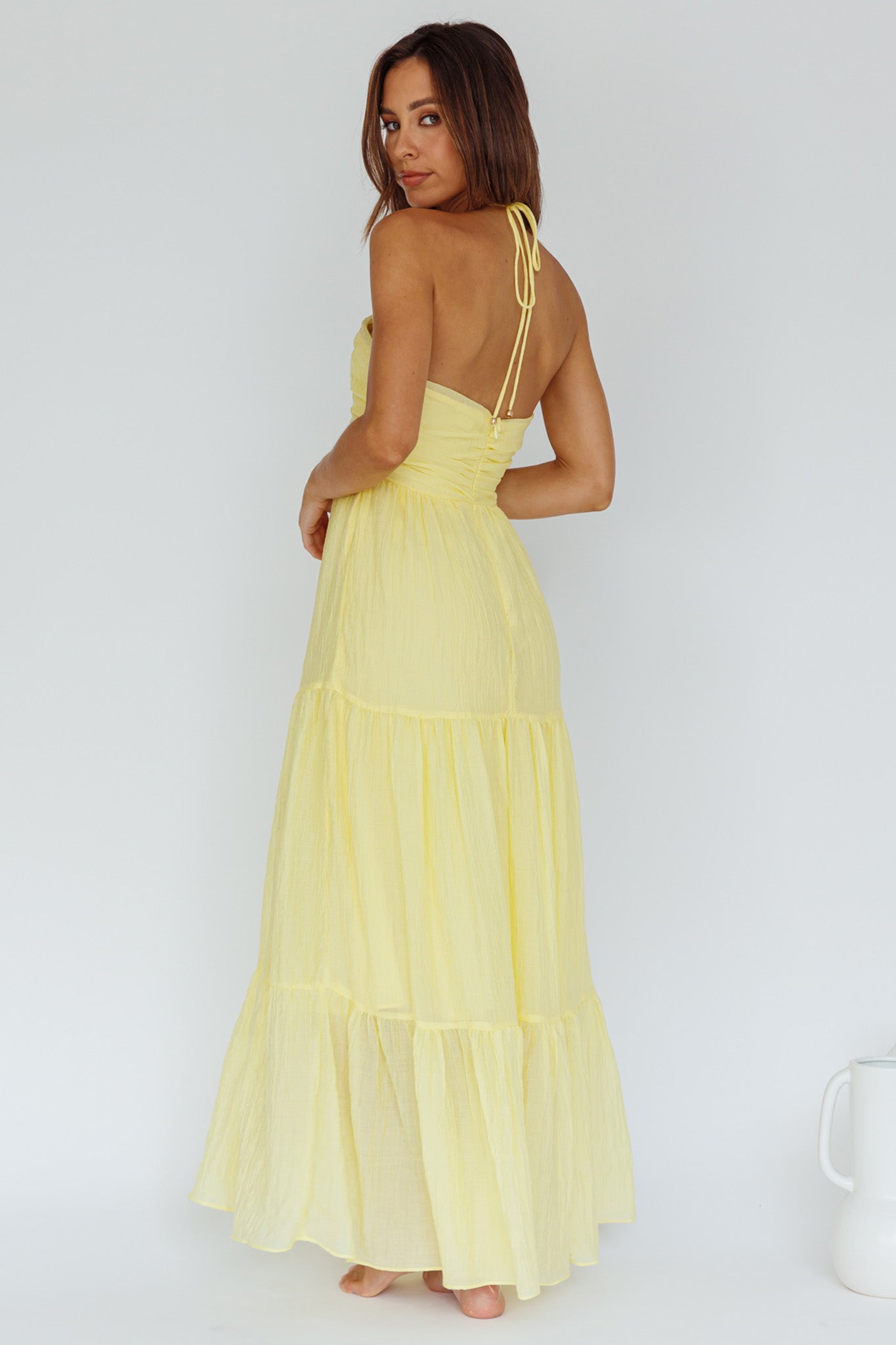 Asiah Halterneck Maxi Dress Lemon by Selfie Leslie Australia