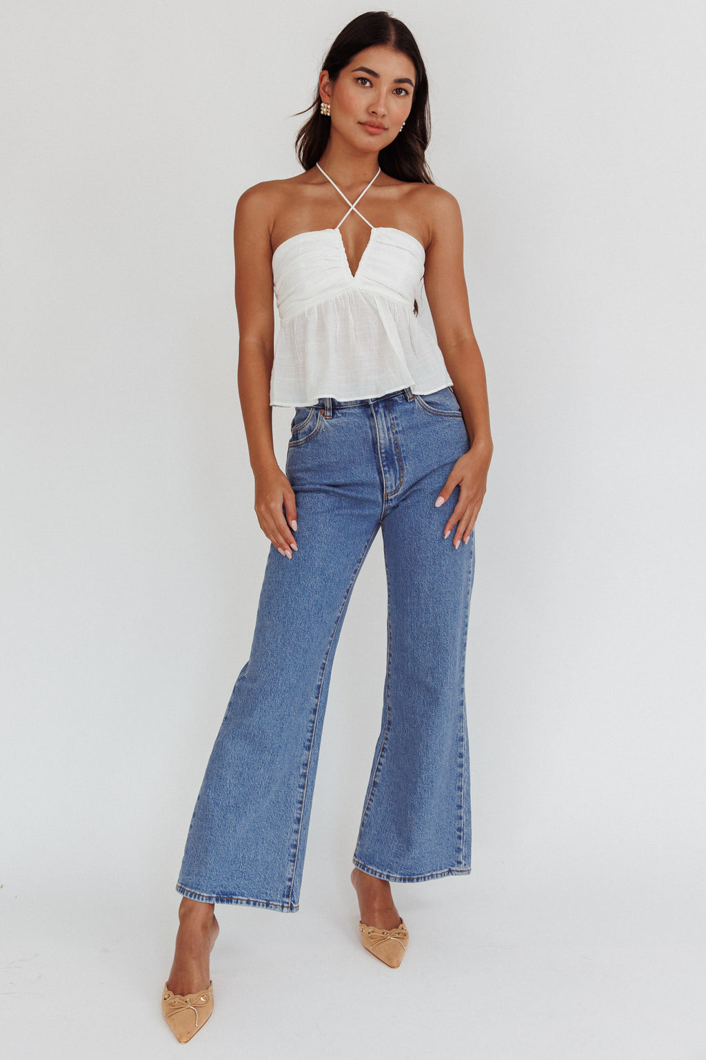 Asiah Halter Neck Cami Top Off White by Selfie Leslie Australia