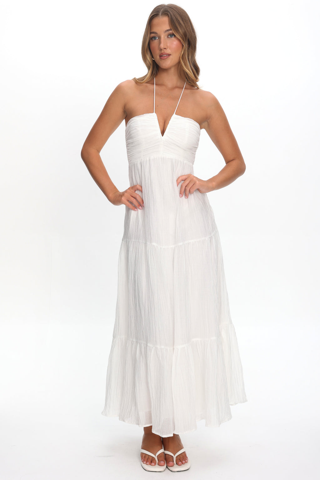 Dorelle V-Bust Halter Maxi Dress White by Selfie Leslie Australia