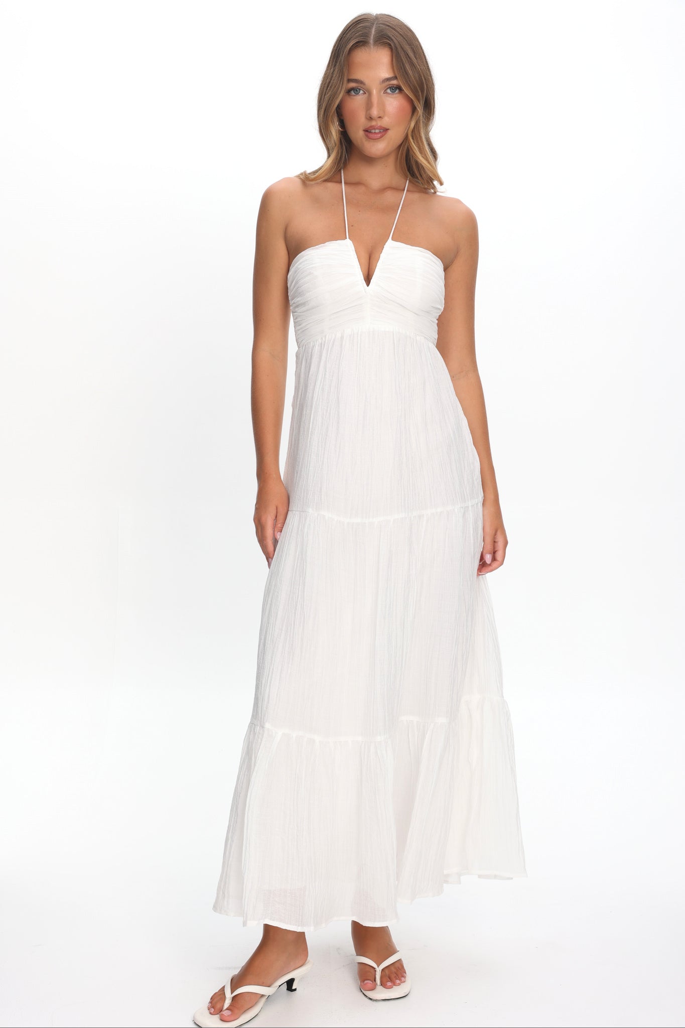 Dorelle V-Bust Halter Maxi Dress White by Selfie Leslie Australia