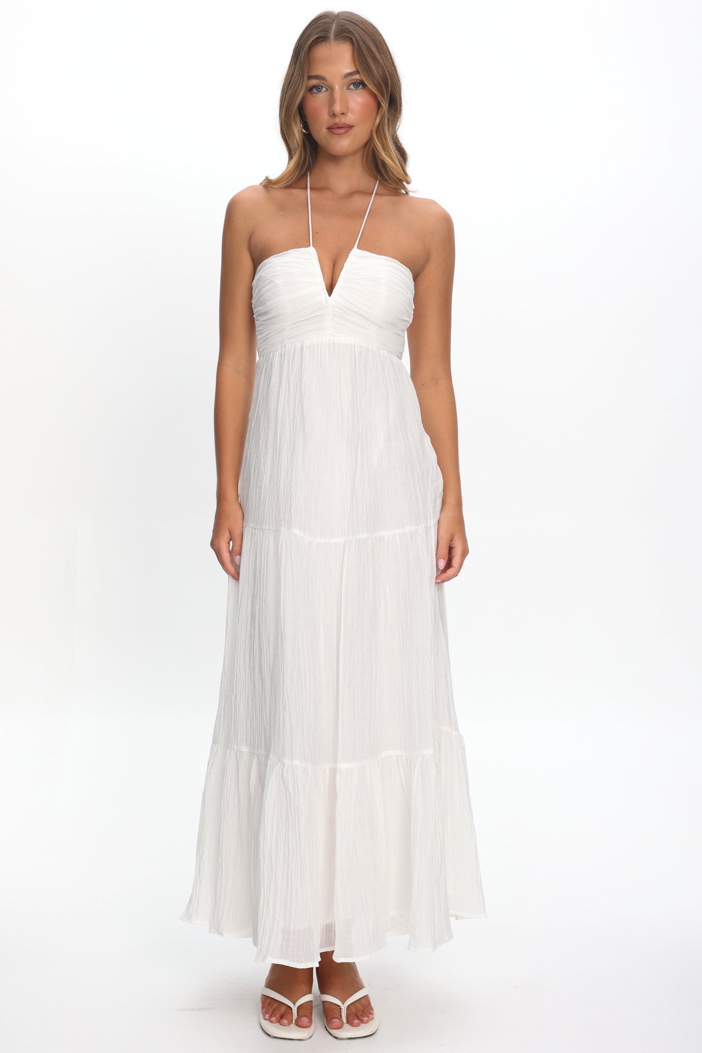 Dorelle V-Bust Halter Maxi Dress White by Selfie Leslie Australia