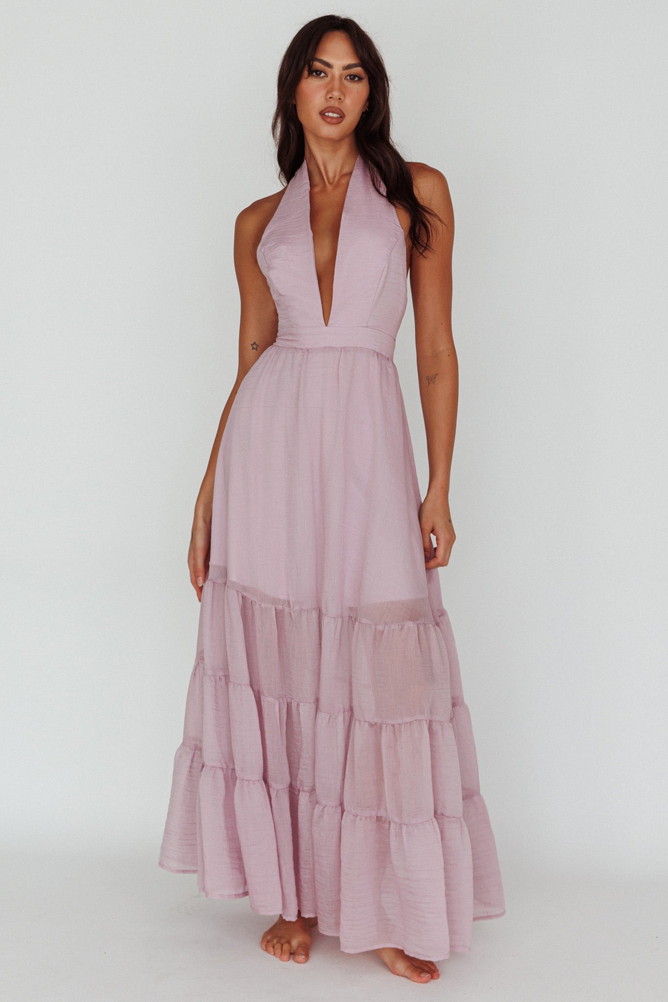 Jalisco Sun Halterneck Maxi Dress Lilac by Selfie Leslie Australia