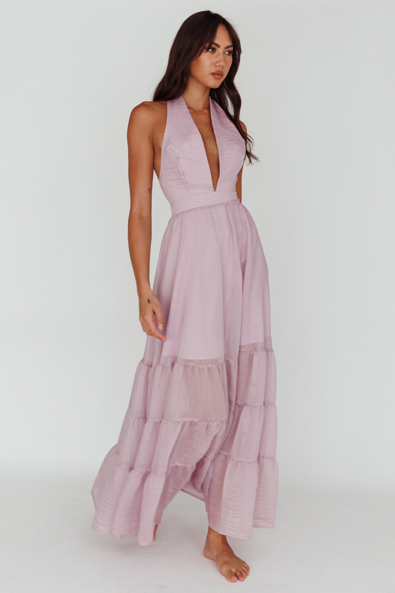 Jalisco Sun Halterneck Maxi Dress Lilac by Selfie Leslie Australia