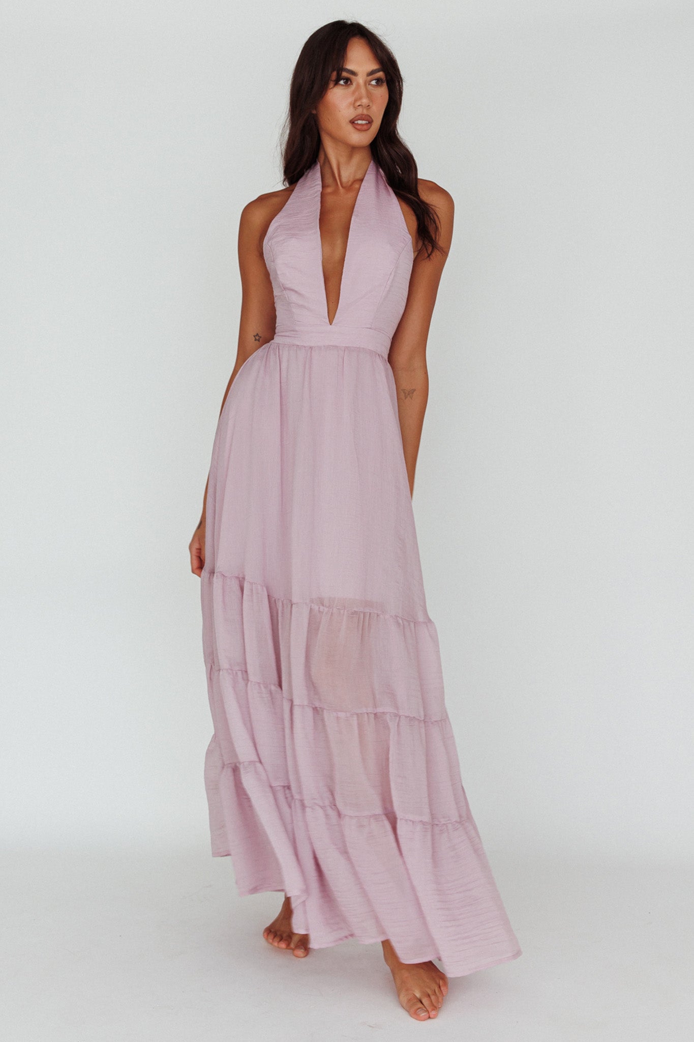 Jalisco Sun Halterneck Maxi Dress Lilac by Selfie Leslie Australia