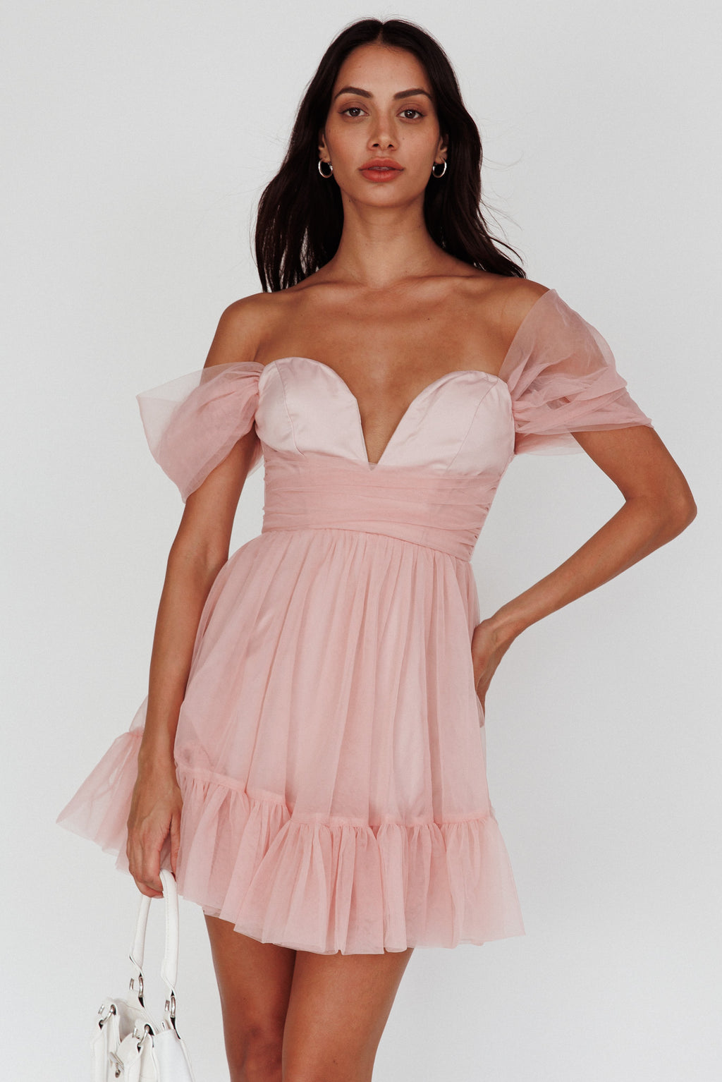 Pixi Off-Shoulder Lace-Up Back Back Pink by Selfie Leslie Australia