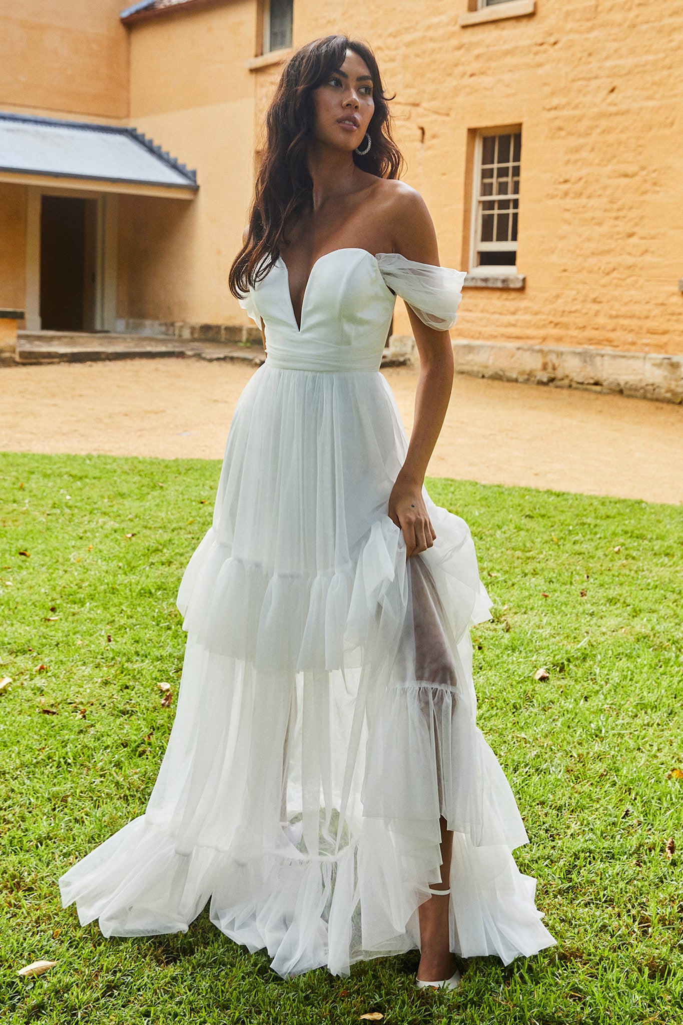 Pixi Off Shoulder Maxi Dress White by Selfie Leslie Australia