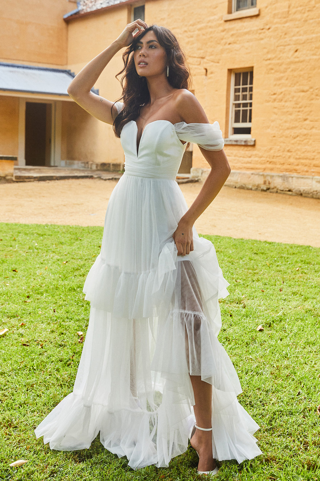Pixi Off Shoulder Maxi Dress White by Selfie Leslie Australia