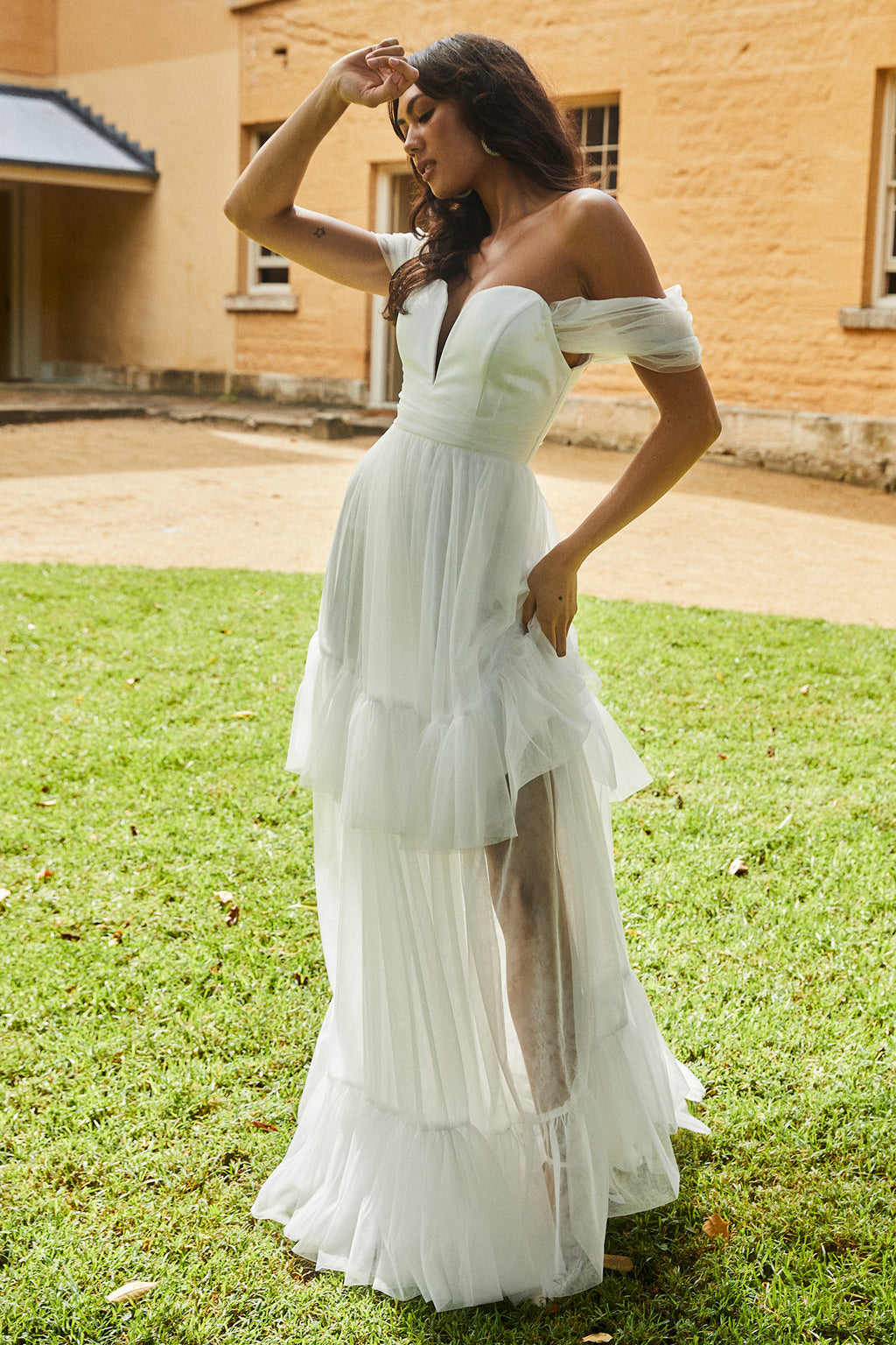 Pixi Off Shoulder Maxi Dress White by Selfie Leslie Australia