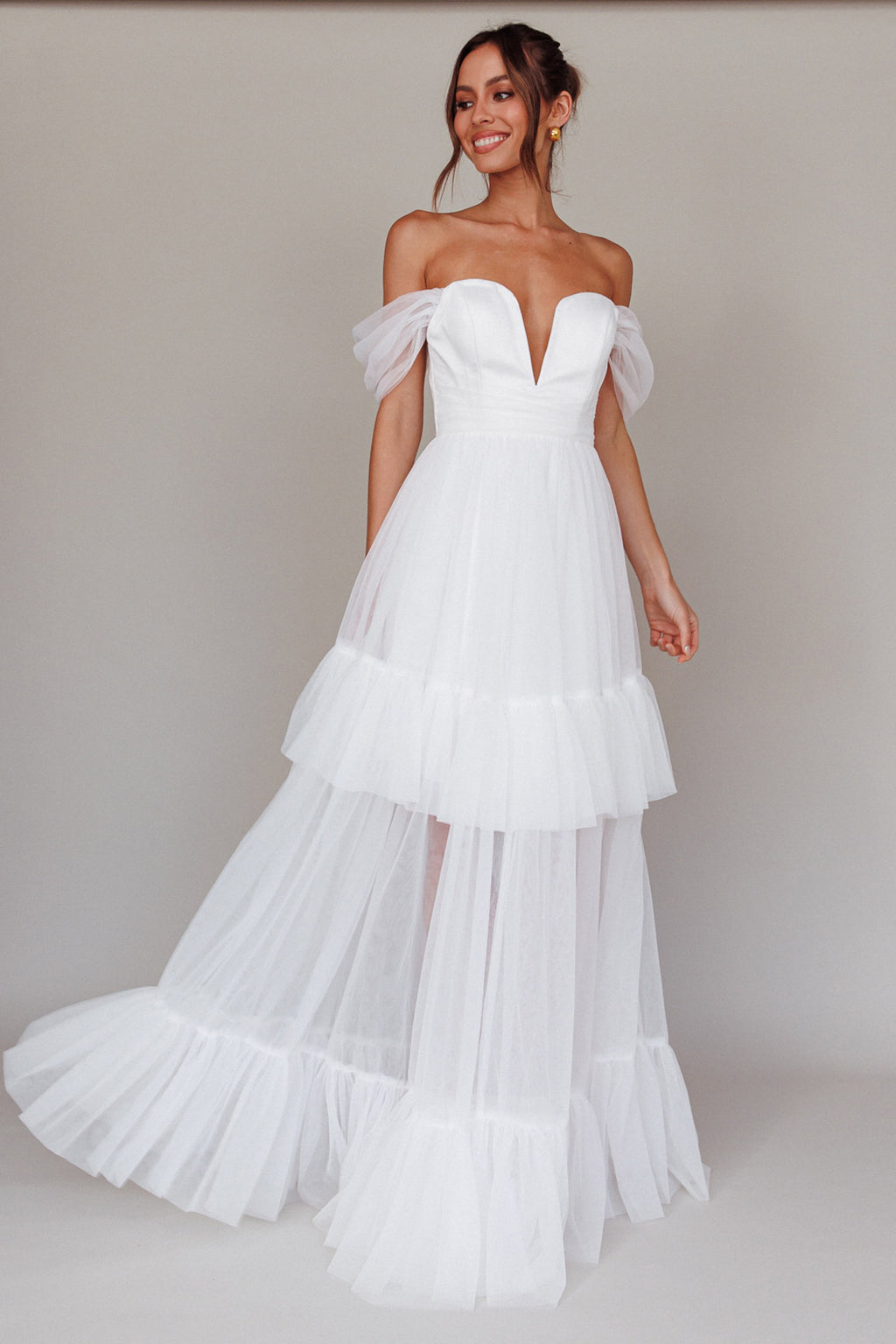 Pixi Off Shoulder Maxi Dress White by Selfie Leslie Australia