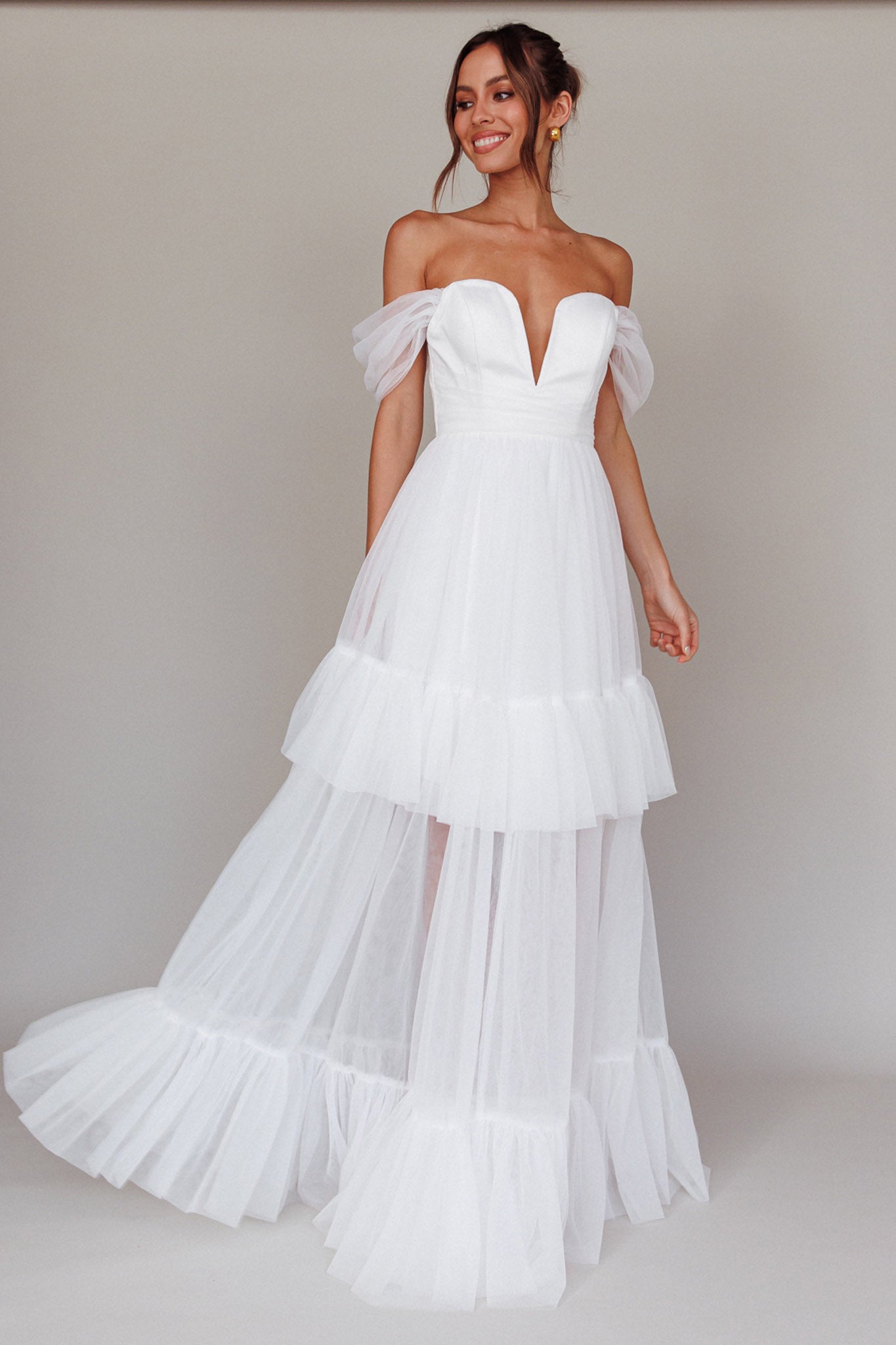 Pixi Off Shoulder Maxi Dress White by Selfie Leslie Australia