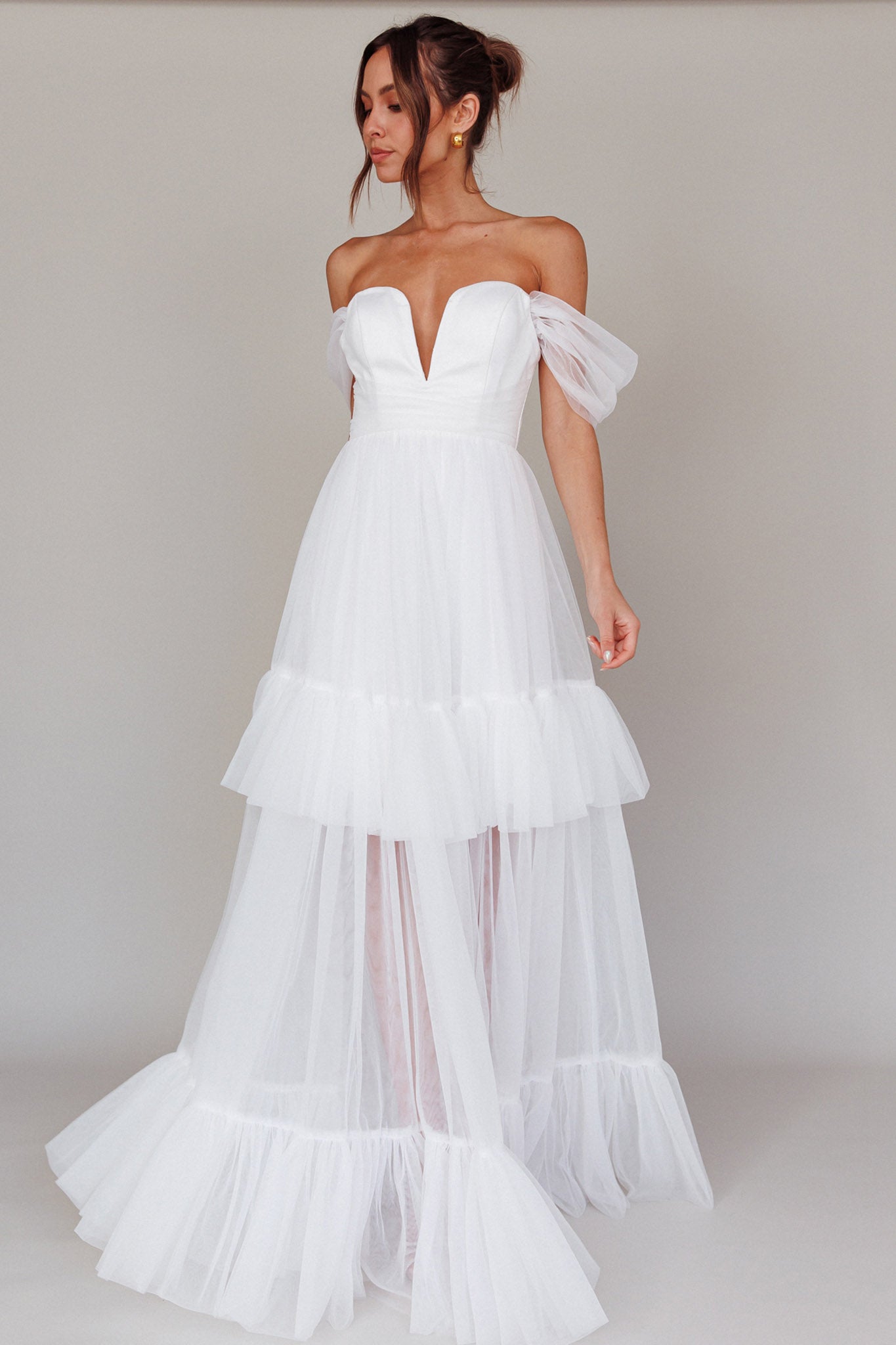 Pixi Off Shoulder Maxi Dress White by Selfie Leslie Australia