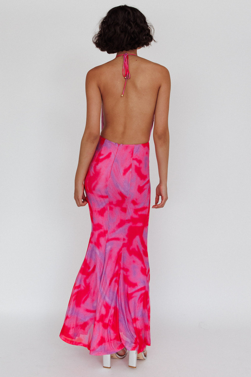 Mayah Halterneck Maxi Dress Printed Hot Pink by Selfie Leslie Australia