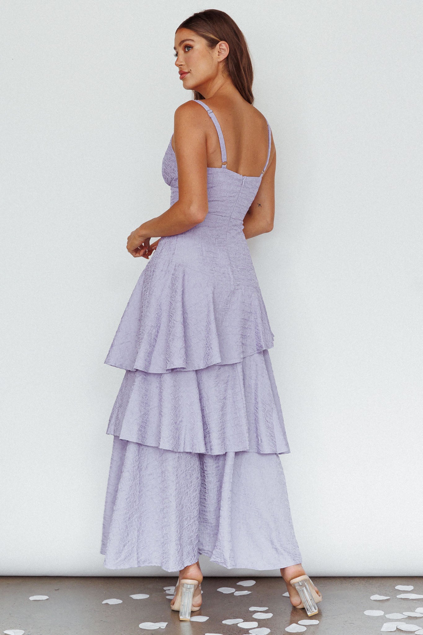 New Vibes Layered Hem Maxi Dress Lilac by Selfie Leslie Australia