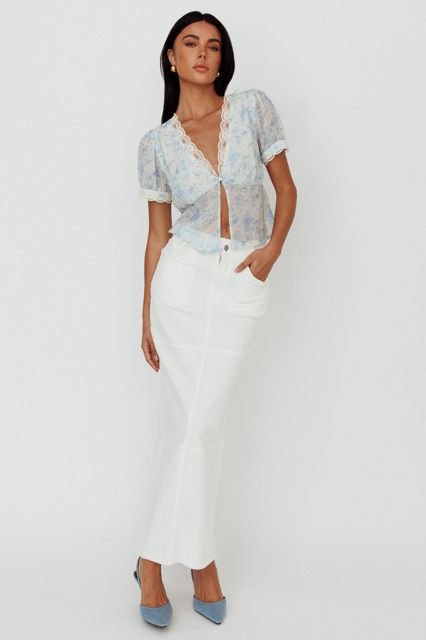 Thalia Pocket Maxi Skirt White by Selfie Leslie Australia
