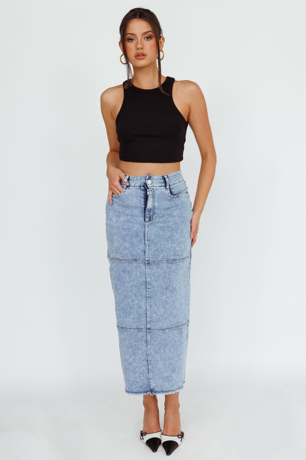 Thalia Pocket Midi Skirt Denim by Selfie Leslie Australia