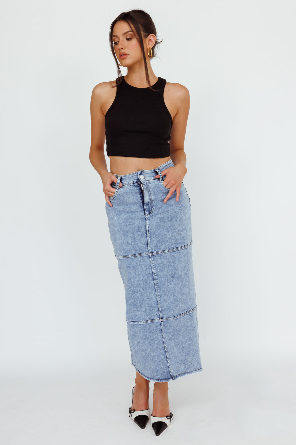 Thalia Pocket Midi Skirt Denim by Selfie Leslie Australia