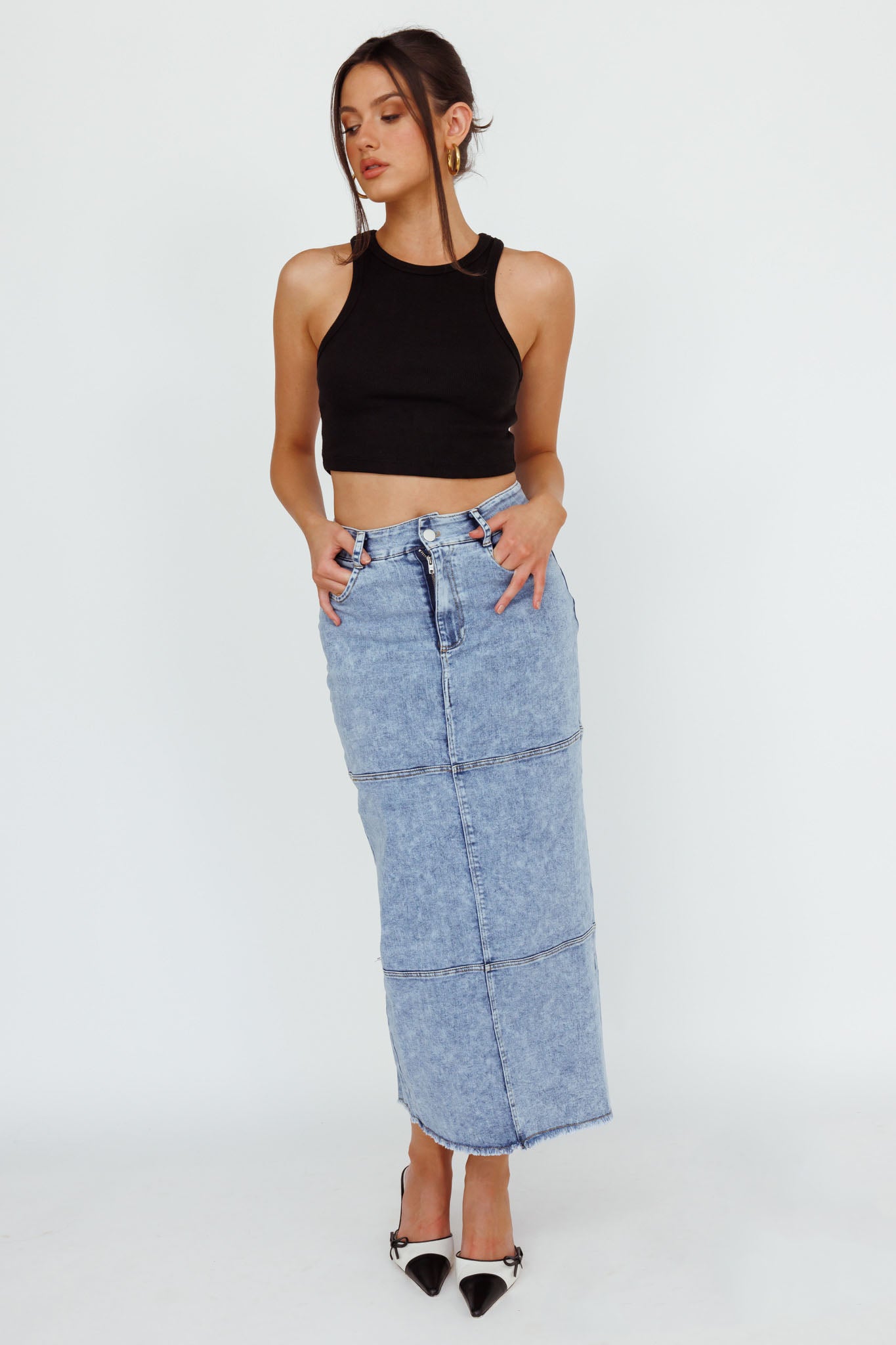 Thalia Pocket Midi Skirt Denim by Selfie Leslie Australia