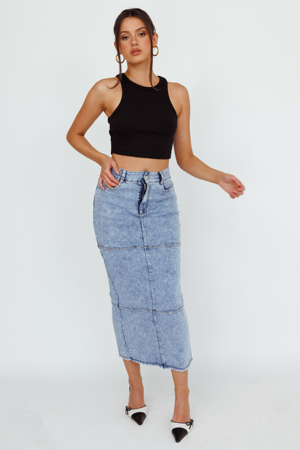Thalia Pocket Midi Skirt Denim by Selfie Leslie Australia